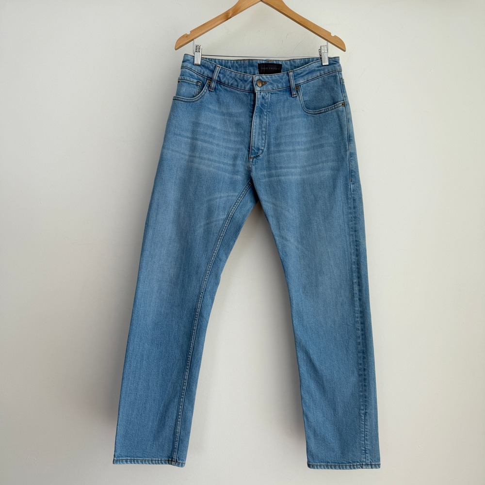 Thom Sweeney Jeans Men 32x31 Blue Light Wash Candiani Italian Denim Straight Leg